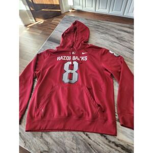 Nike Razorbacks Tyler Wilson Therma Fit‎ Hoodie Mens M Red 8 Football Pullover